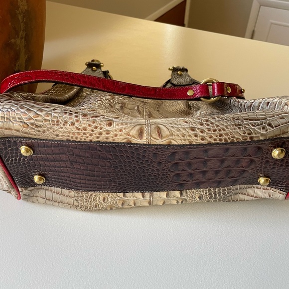Brahmin Elisa. Beige with brown and red trim. Worn once or twice. - Picture 4 of 9